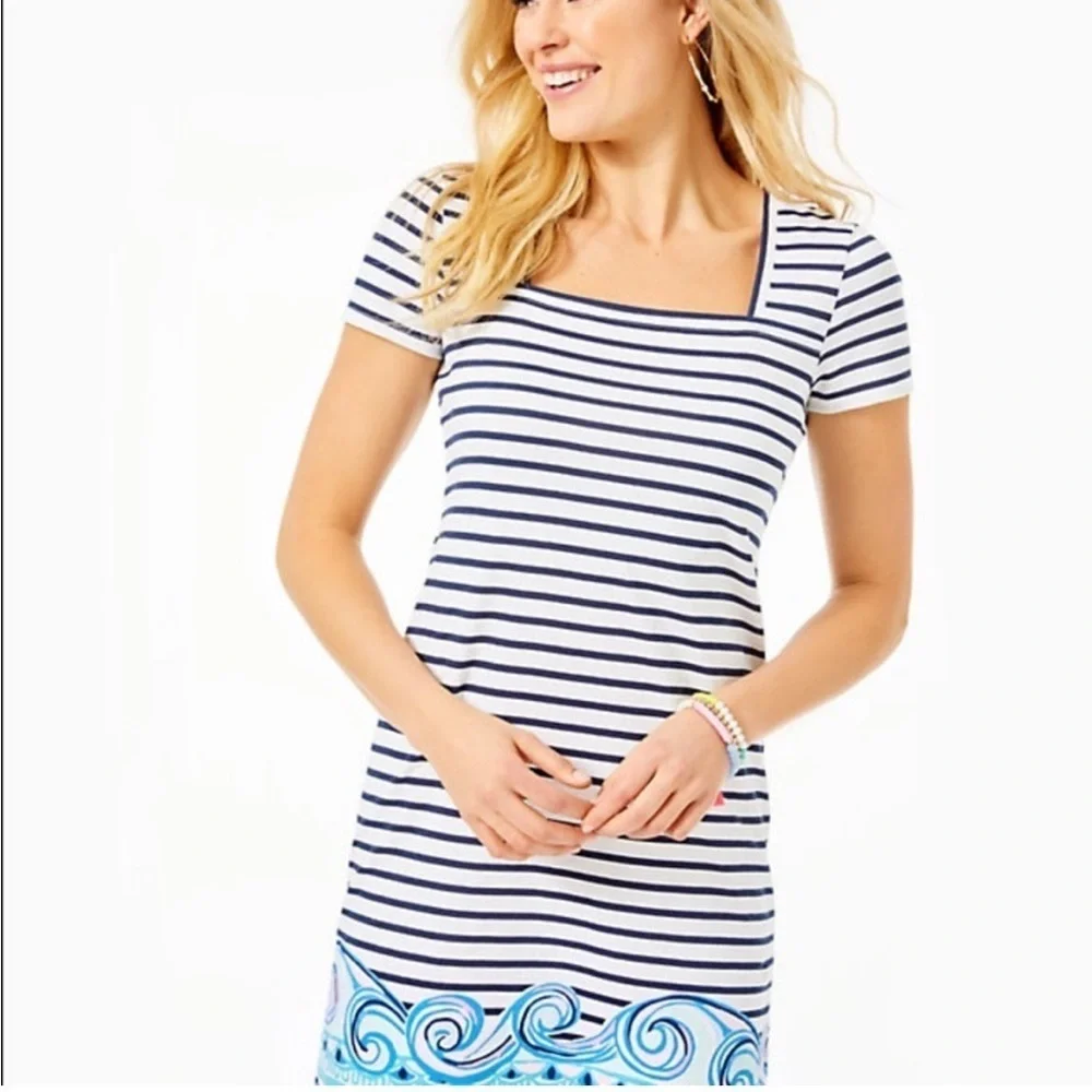 Lilly Pulitzer Rexa T-Shirt Dress True Navy Striped Dress Size XS Nautical